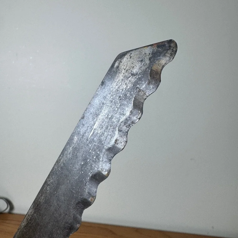 Antique‎ Hand Forged Iron Serrated Bread Knife Primitive Scalloped Blade